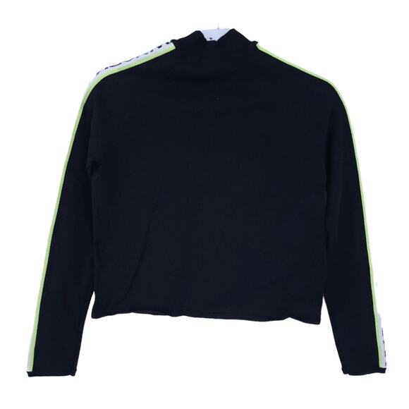 Divided H&M Crop Sweater Medium Juniors Black New York London Paris Down Sleeve - Picture 2 of 5